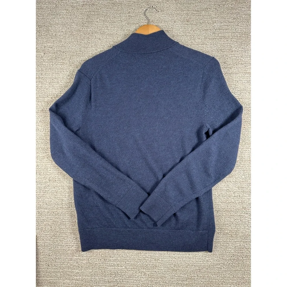 Banana Republic Mens Blue Italian Merino Wool Quarter Zip Sweater Size M Baruffa